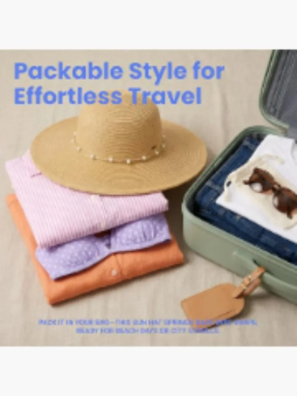 Wide Brim Packable Straw Sun Hat with Pearl Trim, UPF 50+ - Picture 7 of 7